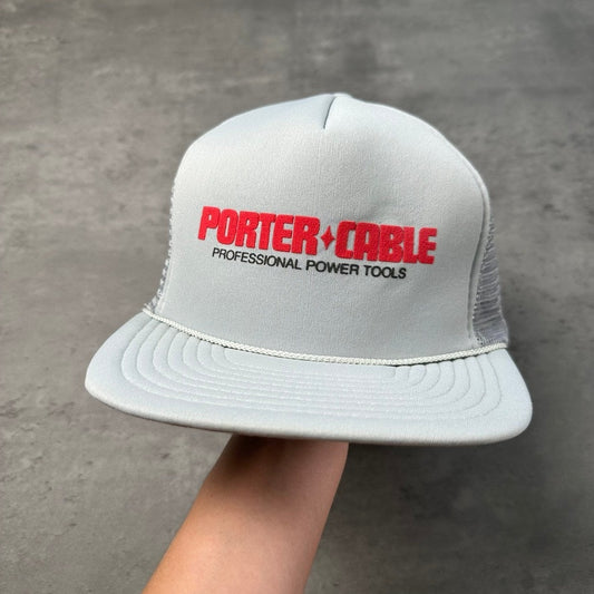 Vintage Porter Cable Power Tools Gray Red Trucker Hat