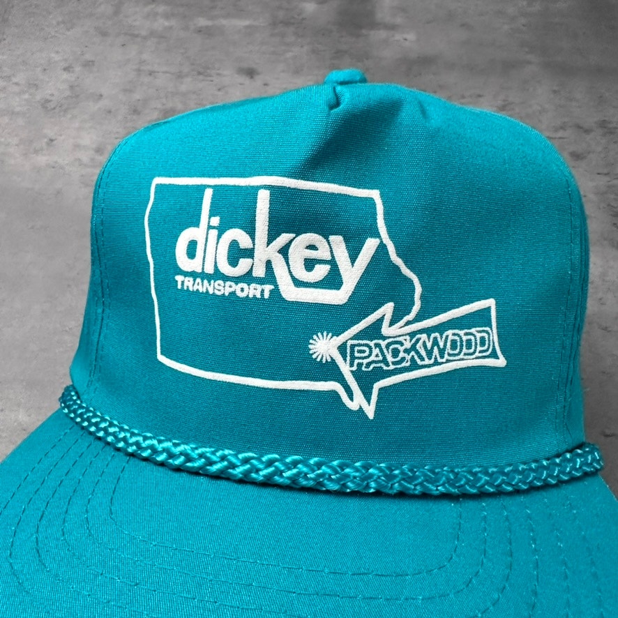 Vintage Dickey Transport Packwood Iowa Map Teal Roper Hat