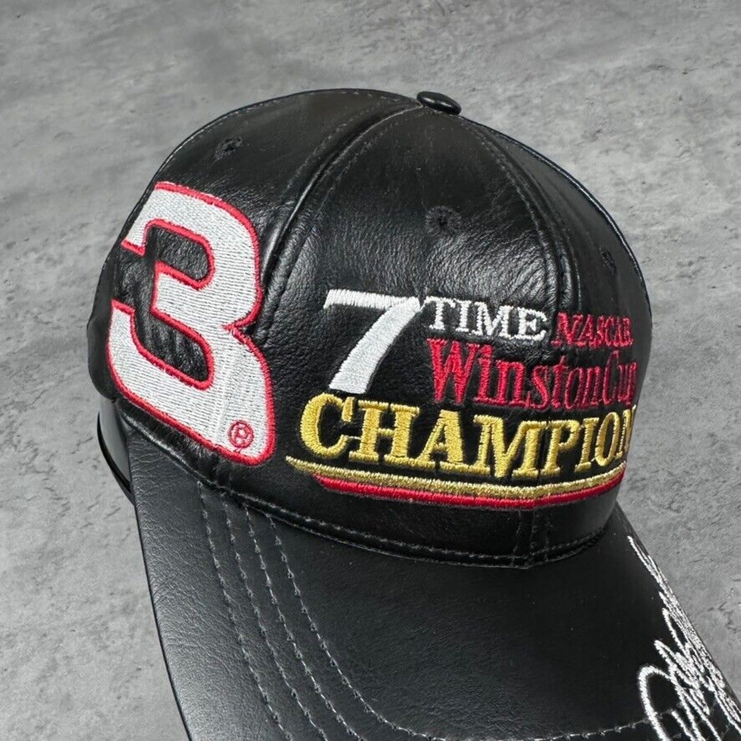 Vintage Dale Earnhardt NASCAR Winston Cup Champions Leather Hat